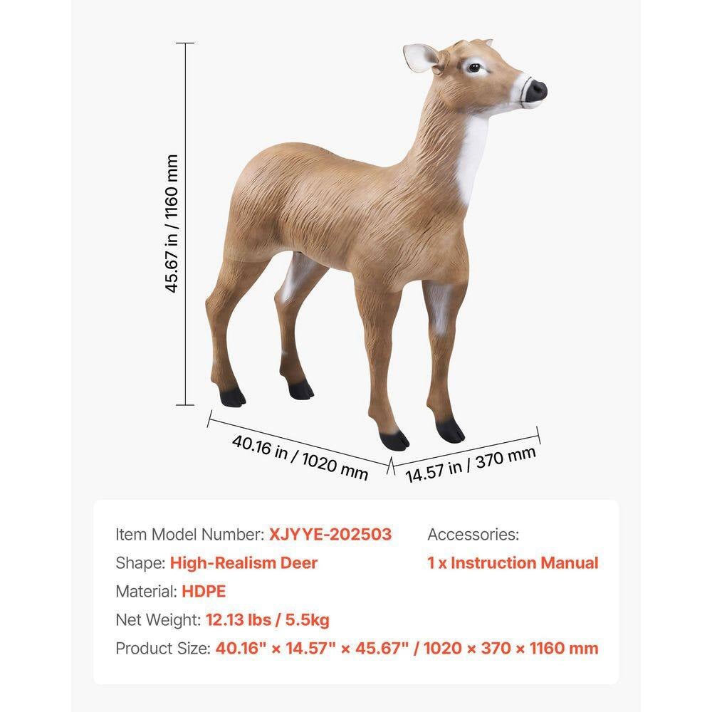 Realistic Durable HDPE Deer Decoy for Hunting, Foldable Legs, Easy to Carry, Garden Yard Decoration, 1-Pack