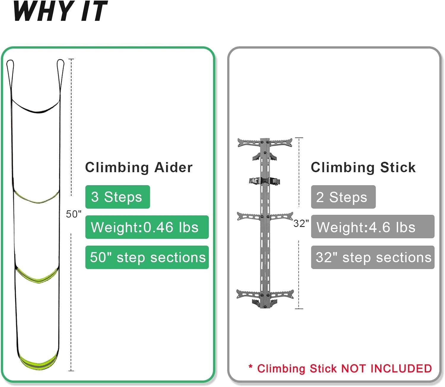 3-Step Climbing Stick Aider Heavy Duty Climbing Aider Hunting Saddle Platform