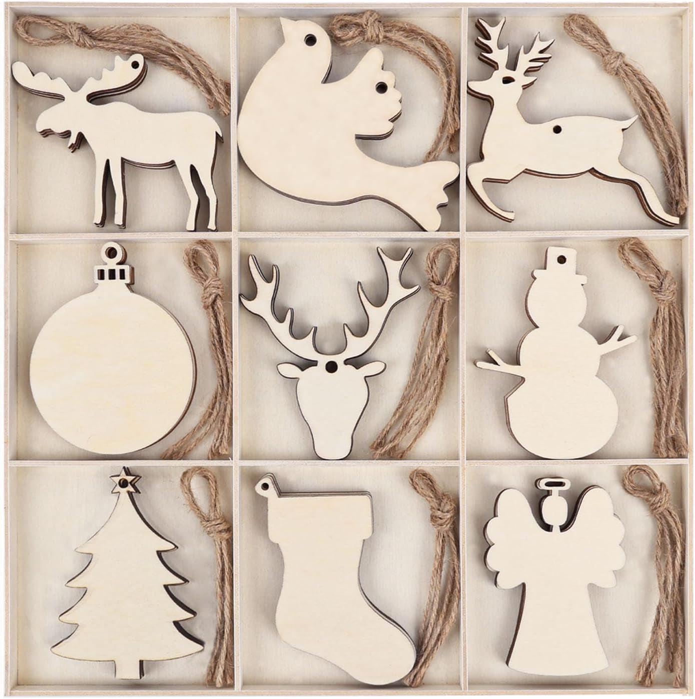 45PCS Wooden Christmas Ornaments Unfinished Predrilled Natural product photo from The Deer Store