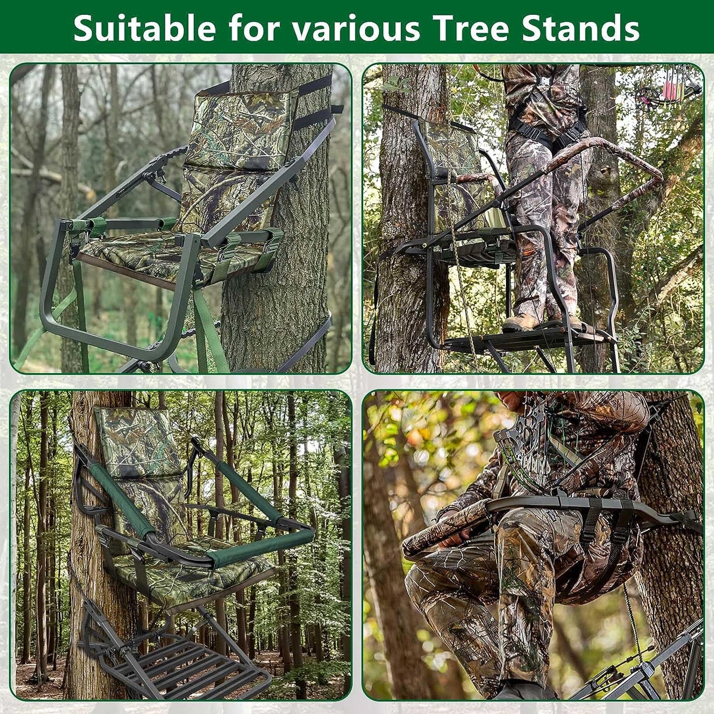 Adjustable Tree Stand Seat for Hunting Fits Climber Deer Tree Stands