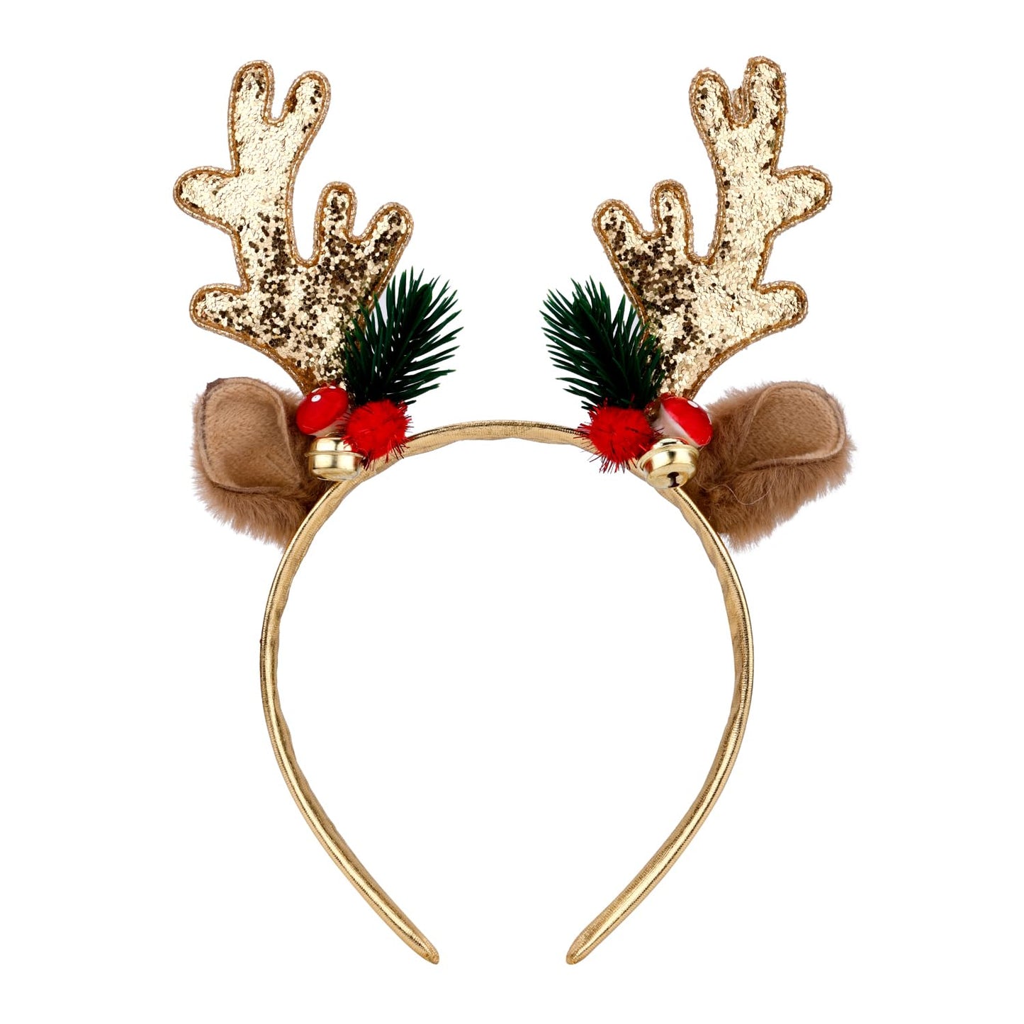 Christmas Reindeer Antlers Headband Gold Deer Hair product photo from The Deer Store