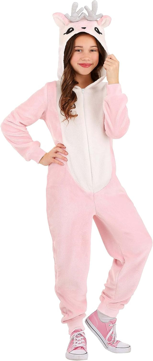 Enchanting Pink Deer Costume for Girls - Soft and Magical Jumpsuit for Dress up Fun