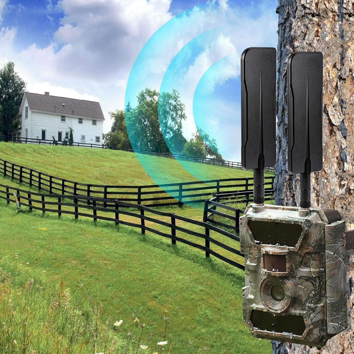 Trail Camera 4G LTE 8Dbi Cellular Antenna (RP-SMA Male)(2-Pack) Compatible with Game Camera Cellular Modem Wildlife Hunting Camera Outdoor Mobile Security Camera