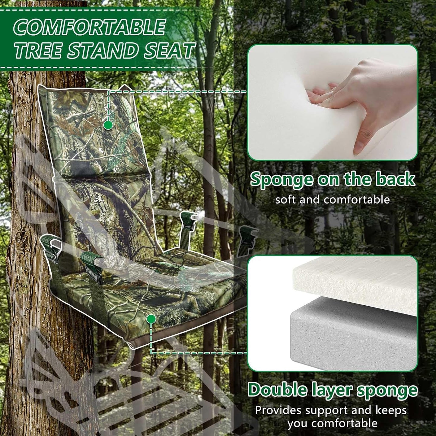 Adjustable Tree Stand Seat for Hunting Fits Climber Deer Tree Stands