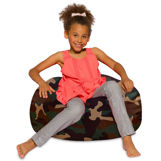 Bean Bag Chair for Kids, Teens, and Adults, 27In - Medium, Nylon Camo Green