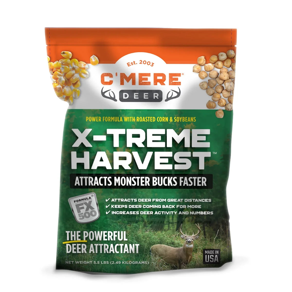 (3 Pack)  X-Treme Harvest Deer Attractant, 5.5 Lb Bag – Roasted Corn + Soybeans + FX500® Formula