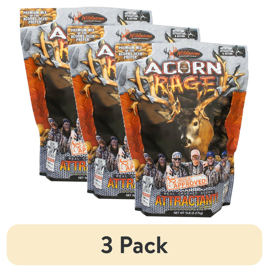 (3 Pack)  Acorn Rage 5Lb Deer Attractant | Powerful Year-Round Long-Lasting Hunting Attractant | Nutritious Crushed Acorns & Roasted Soybean
