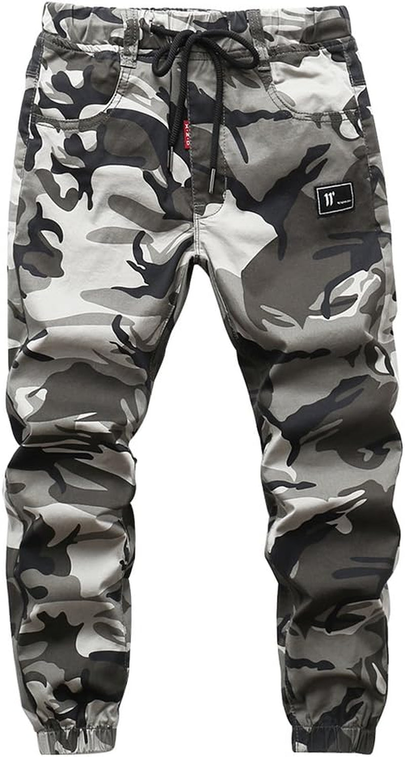 Boys Camo Pants Kids Pull on Drawstring Youth Camouflage Cargo Joggers