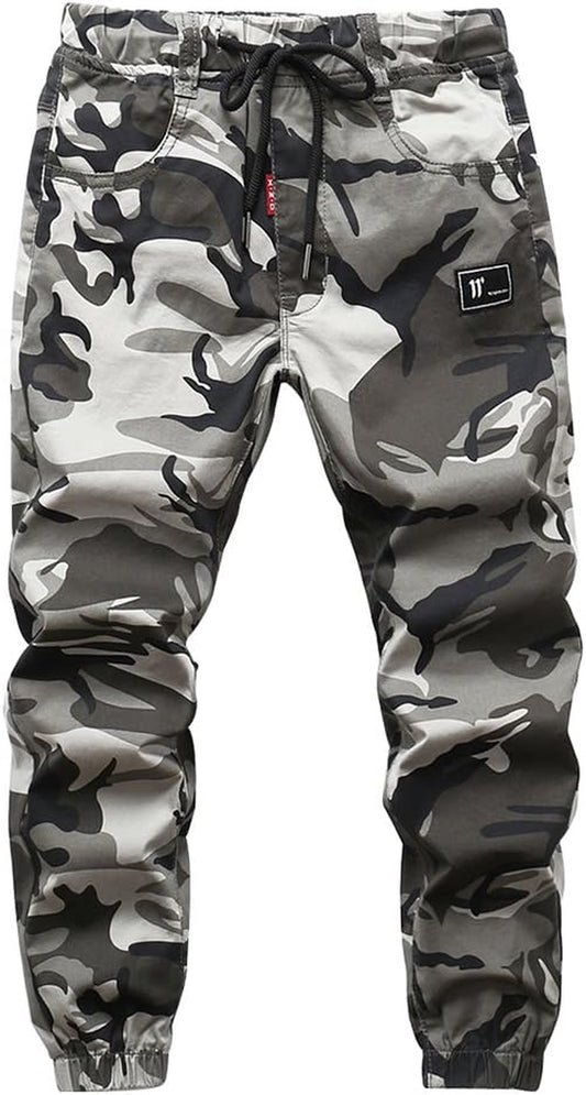Boys Camo Pants Kids Pull on Drawstring Youth Camouflage Cargo Joggers