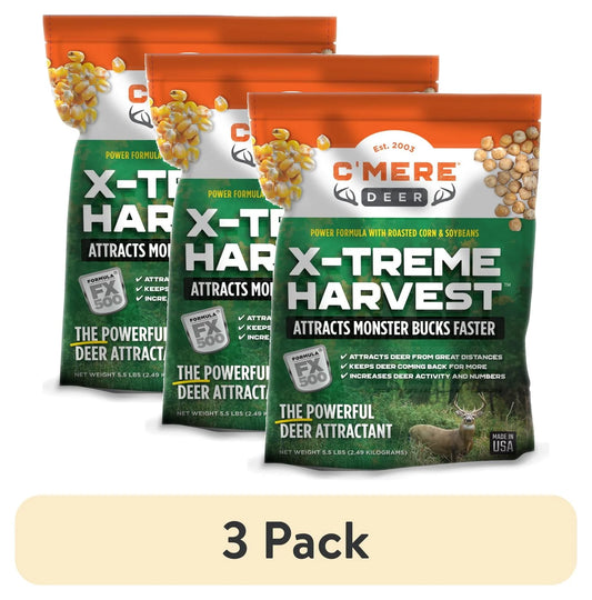 (3 Pack)  X-Treme Harvest Deer Attractant, 5.5 Lb Bag – Roasted Corn + Soybeans + FX500® Formula