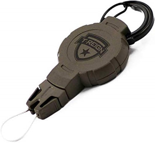 Hunting Compass Retractable Gear Tether, Hook & Loop Strap, 24" Retractable Cord, 4 Oz. Retraction, Green Polycarbonate Case, Universal Attachment