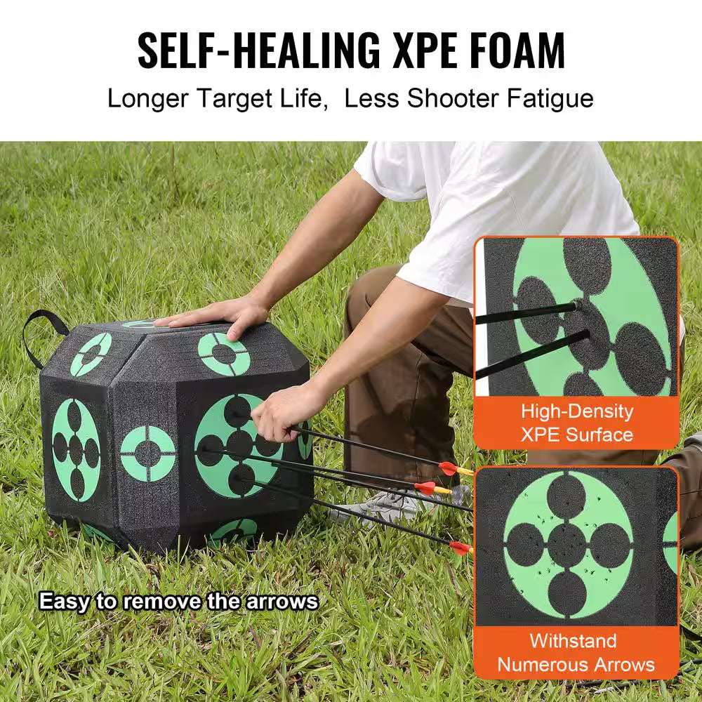 Archery Target 15 In. X 15 In. All-Side Shotting Archery Arrow Target Outdoor Portable Archery Target with Carry Handle