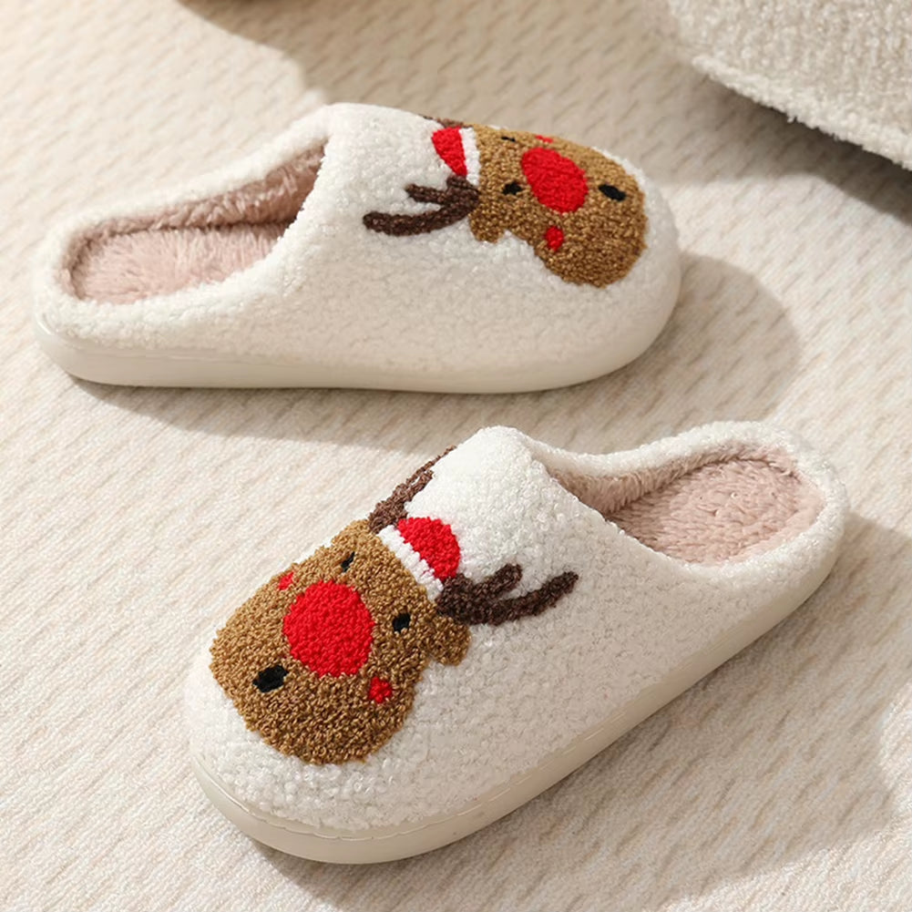 Christmas Deer Slippers Slip On Comfy House Slippers Anti Slip Women Men Bedroom Slipper Plush Warm Slipper For Christmas Gift product photo from The Deer Store
