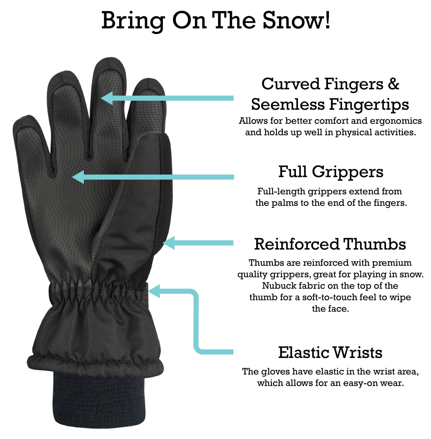 Kids Waterproof Thinsulate Winter Snow Gloves | Boys Male Cold Weather Pixels Black