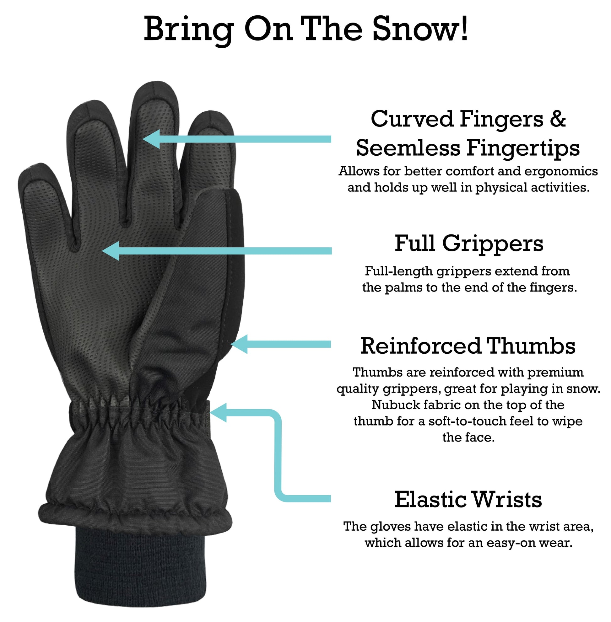 Kids Waterproof Thinsulate Winter Snow Gloves | Boys Male Cold Weather Pixels Black