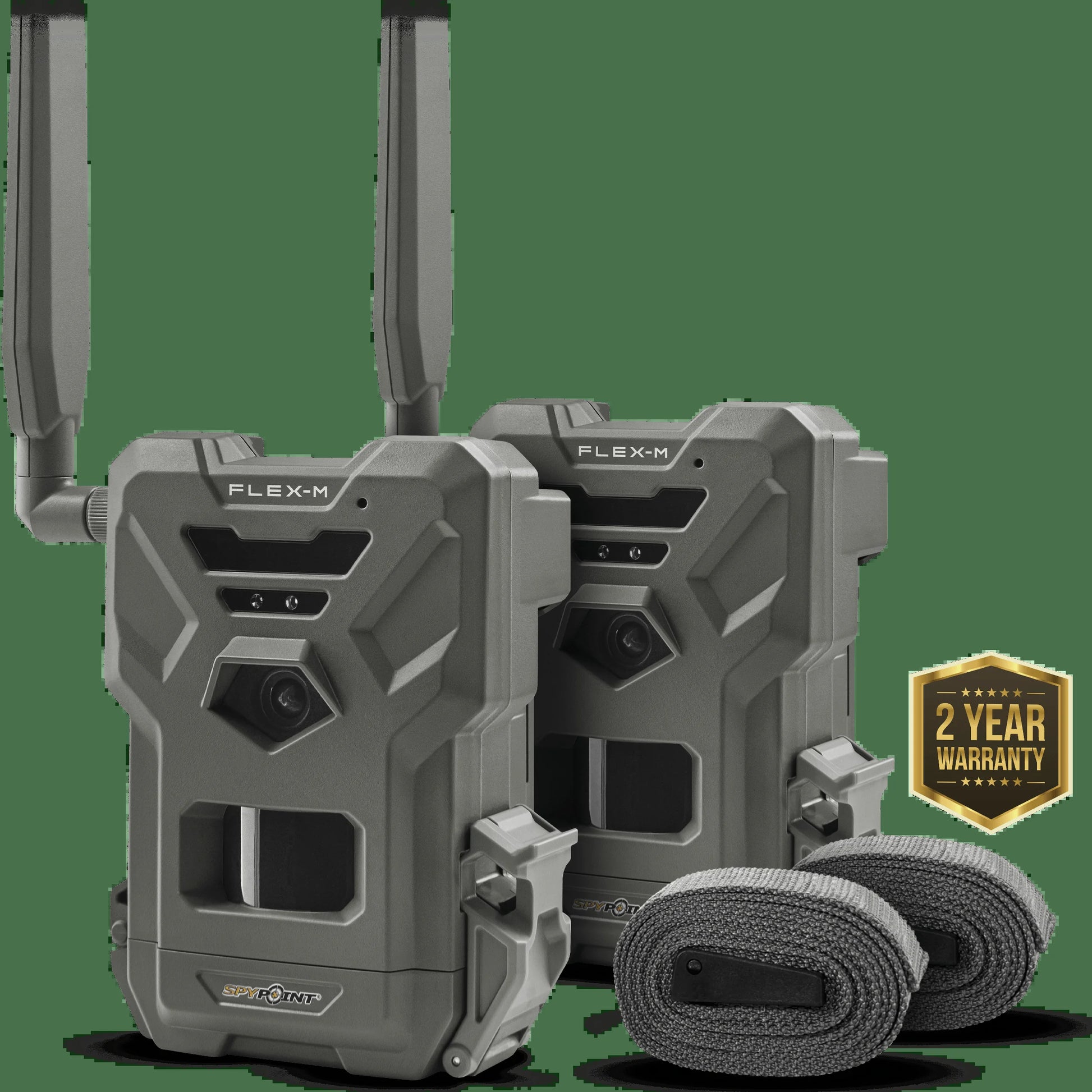 Flex-M Twin Pack Cellular Trail Cameras - Best Hunting Accessories, No Wifi Needed, GPS, Night Vision, Dual-Sim LTE, IP65 Water-Resistant Game Camera, 28MP Photos, 720P Videos + Sound