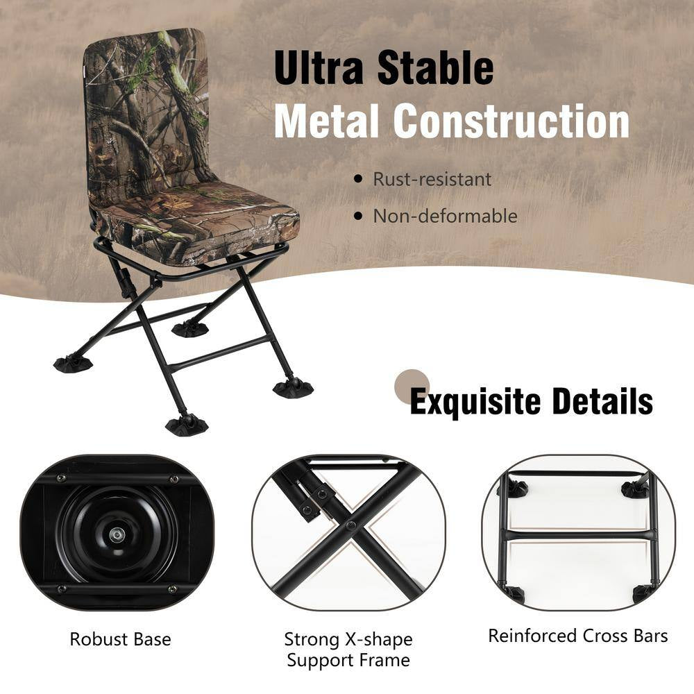 Folding Silent Swivel Blind 360°Swivel Hunting Chair with All-Terrain Foot Pads