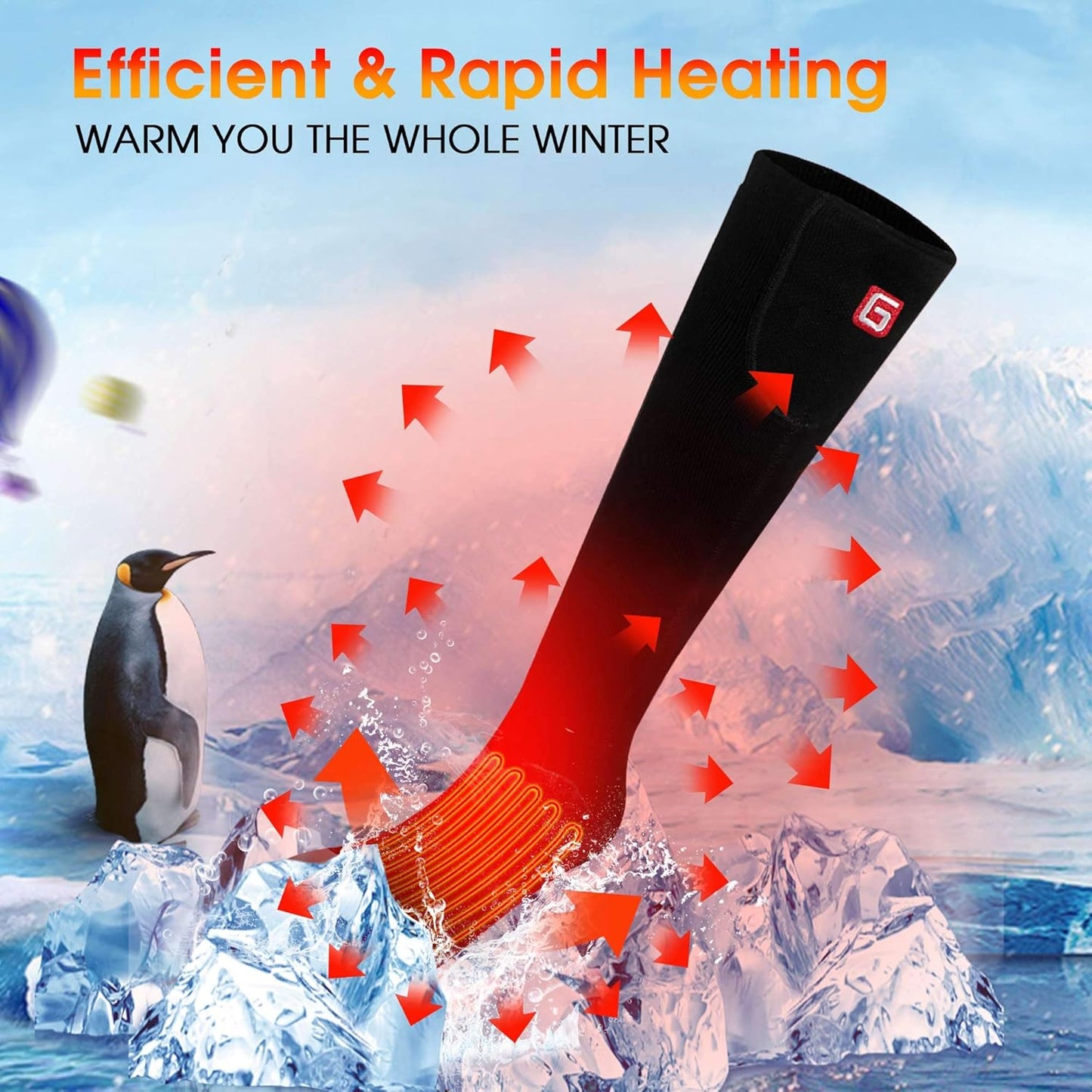 Heated Socks for Men Rechargeable Electric Battery Heated Stockings,Male Winter Warm Battery Powered Heat Insulated Sox,Novelty Climb Hike Thermal Socks Hunt Ski Cycle Foot Warmer,Size L