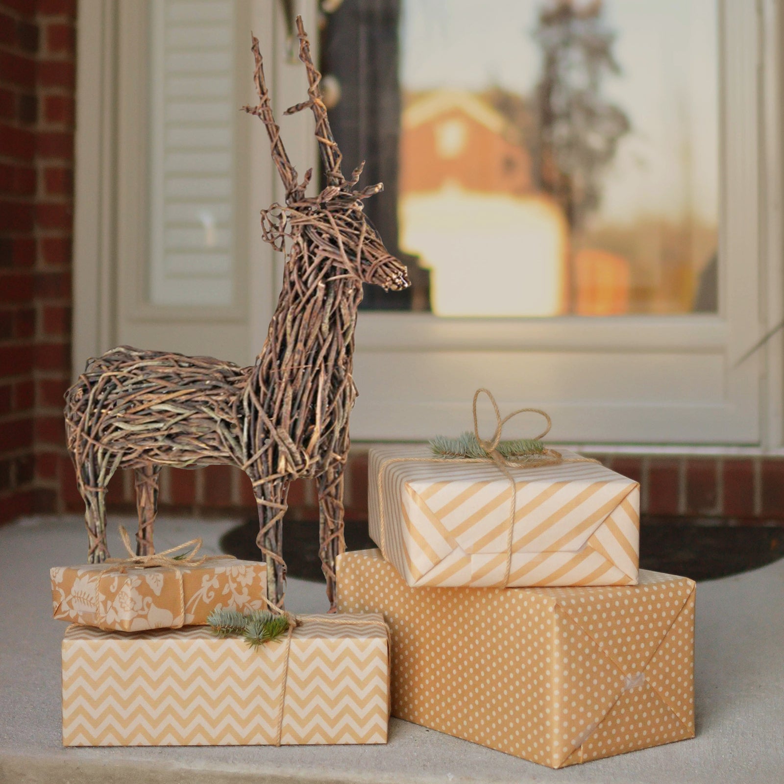 Garden Elements Outdoor Christmas Decoration, Grapevine Standing Deer, Brown