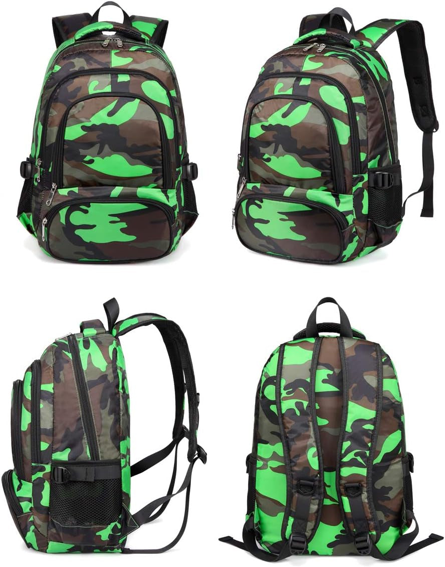 Kids Backpacks for Boys Girls Elementary Primary Middle School Bookbags Back to School Bags for Childs Age 6-8 Mochilas Escolares Para Niños Niñas 17 Inch Black/Green