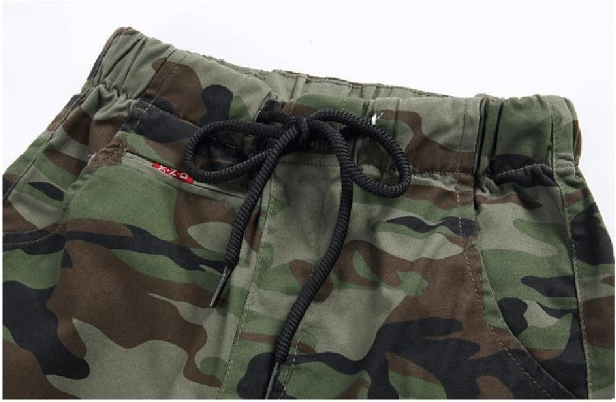 Boys Camo Pants Kids Pull on Drawstring Youth Camouflage Cargo Joggers
