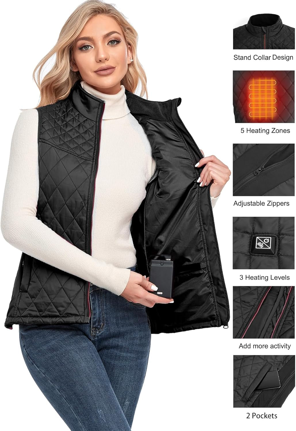 Heated Vest Women with Battery Pack, Rechargeable Lightweight Heating Warming for Hunting