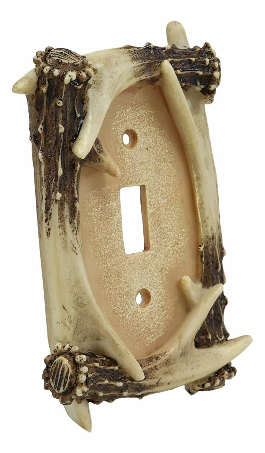 Ebros Set of 6 Rustic Stag Deer Antlers Wall Cover Plate Single Toggle Switch