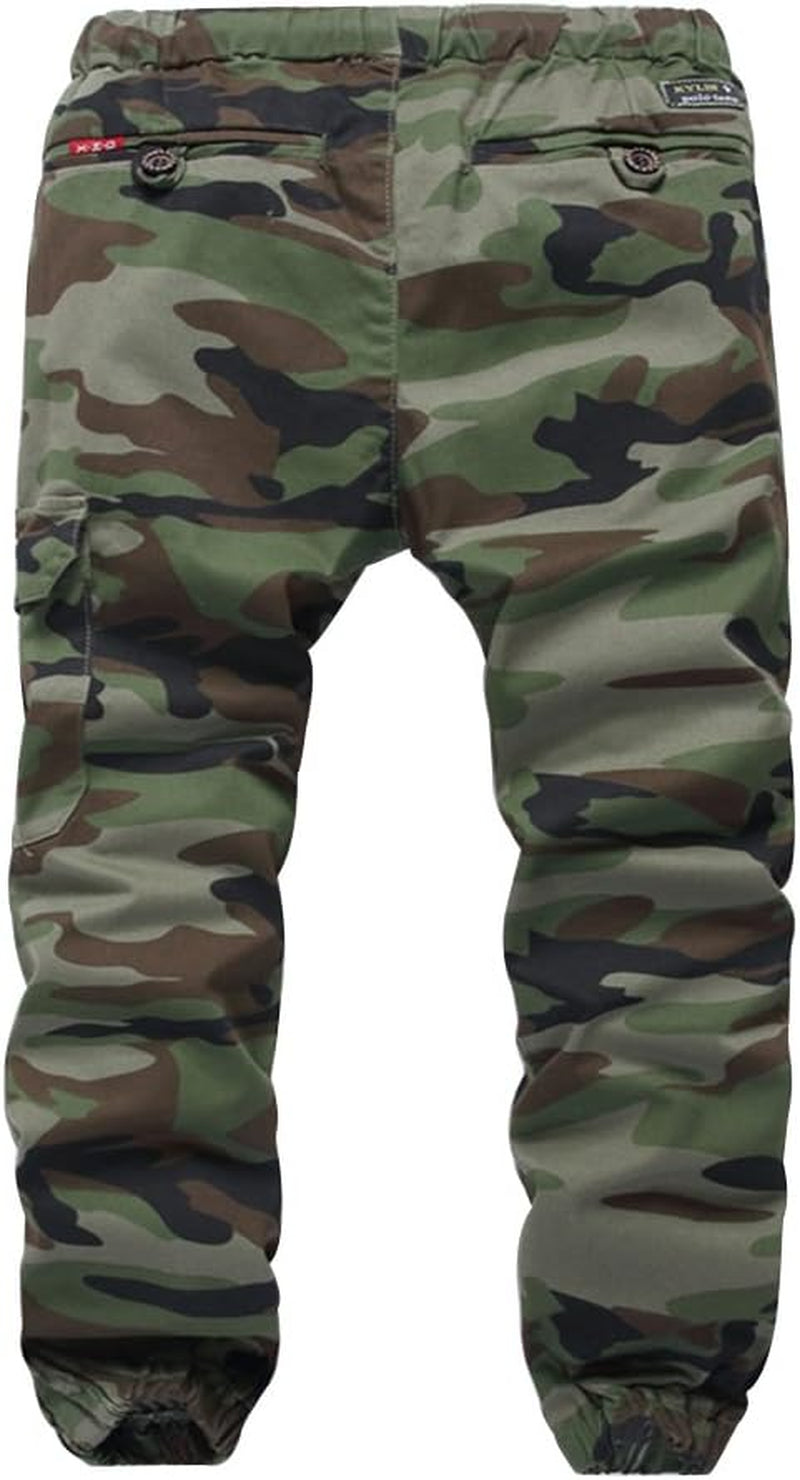 Boys Camo Pants Kids Pull on Drawstring Youth Camouflage Cargo Joggers