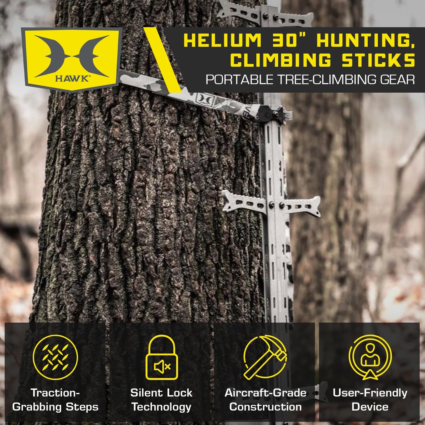 Helium Portable Climbing Sticks with Fold-Up Steps for Your Treestand, 3 Pack