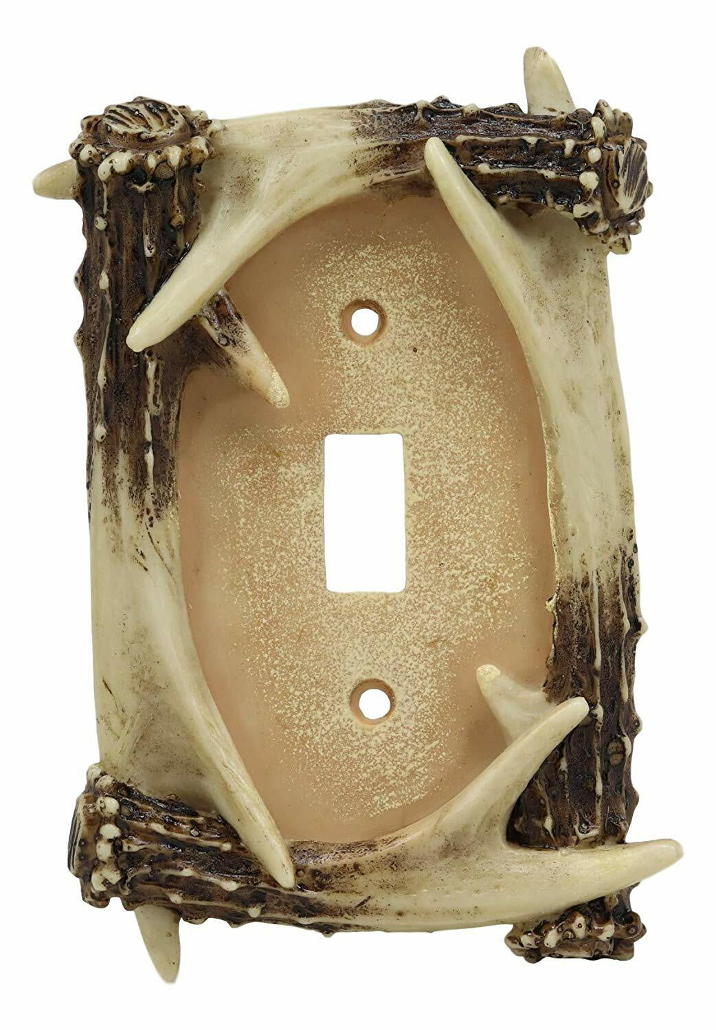 Ebros Set of 6 Rustic Stag Deer Antlers Wall Cover Plate Single Toggle Switch