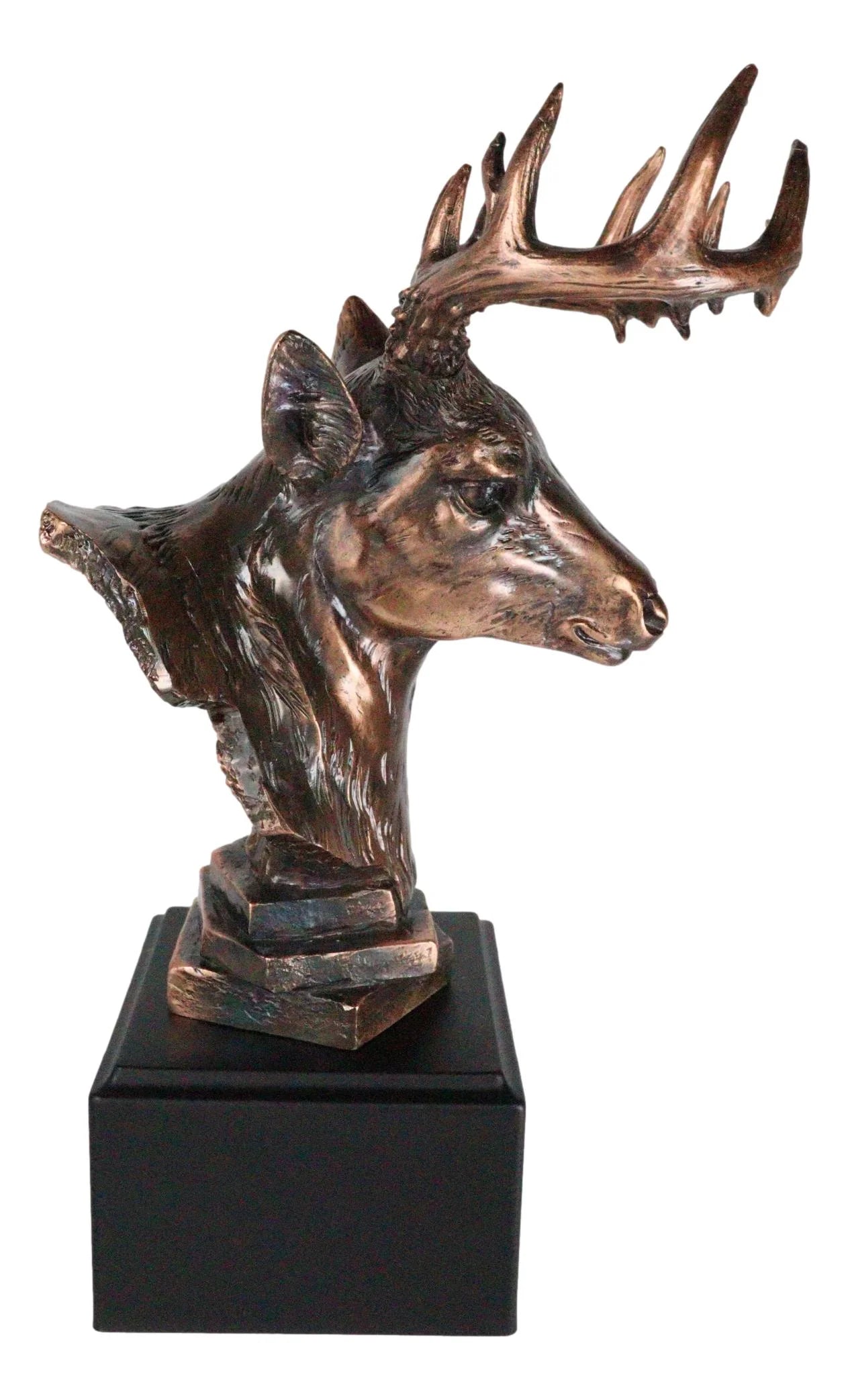 Wildlife 12 Point Whitetail Buck Deer Bust Trophy Figurine with Trophy Base