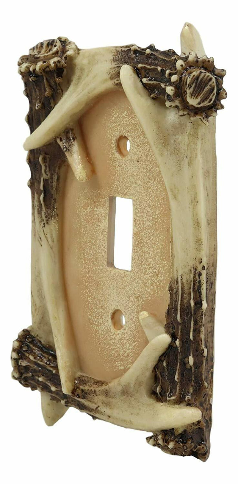 Ebros Set of 6 Rustic Stag Deer Antlers Wall Cover Plate Single Toggle Switch