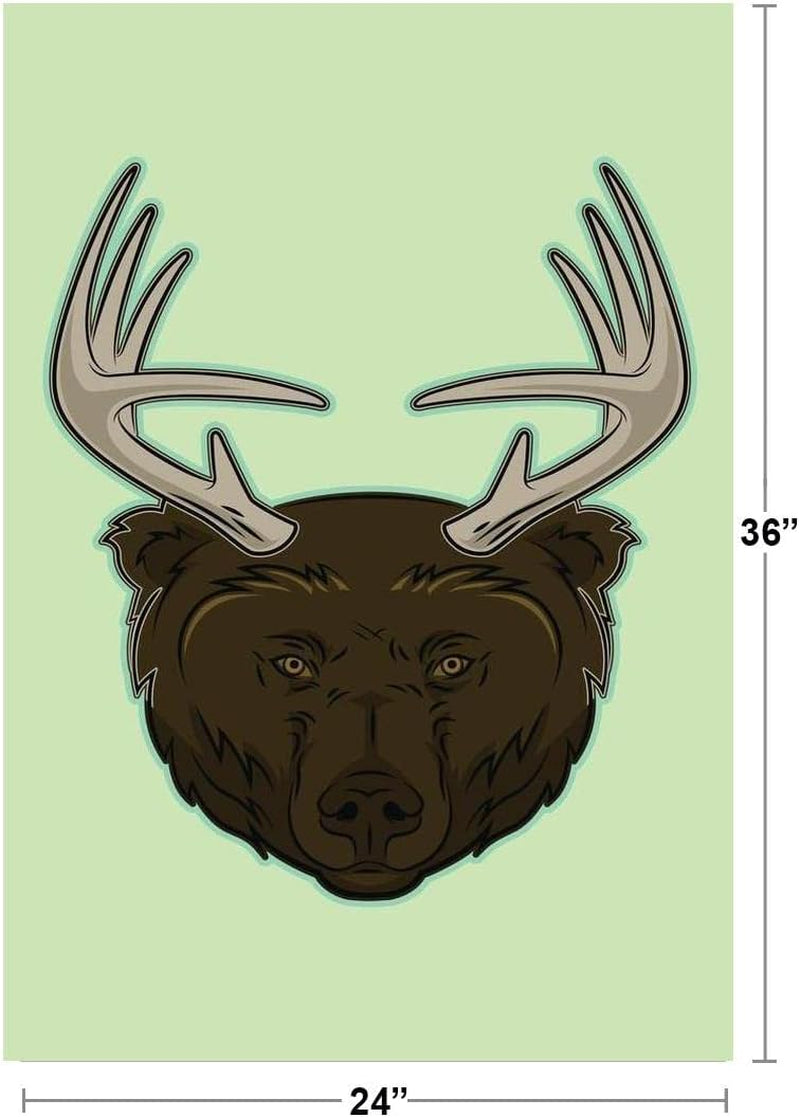 Deer Bear Beer Funny Illustration Deer Art Deer Pictures Wall Decor Deer Antler Pictures Deer Antler Wall Decor Deer Bear Poster Large Bear Picture of a Bear Cool Wall Decor Art Print Poster 24X36