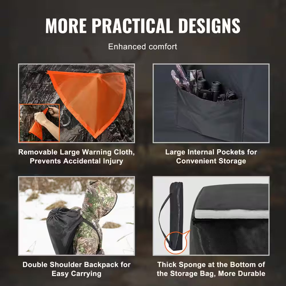 Hunting Blind, 270° See through Ground Blind, 1-2 Person Pop up Deer Blind for Hunting with Carrying Bag, Portable