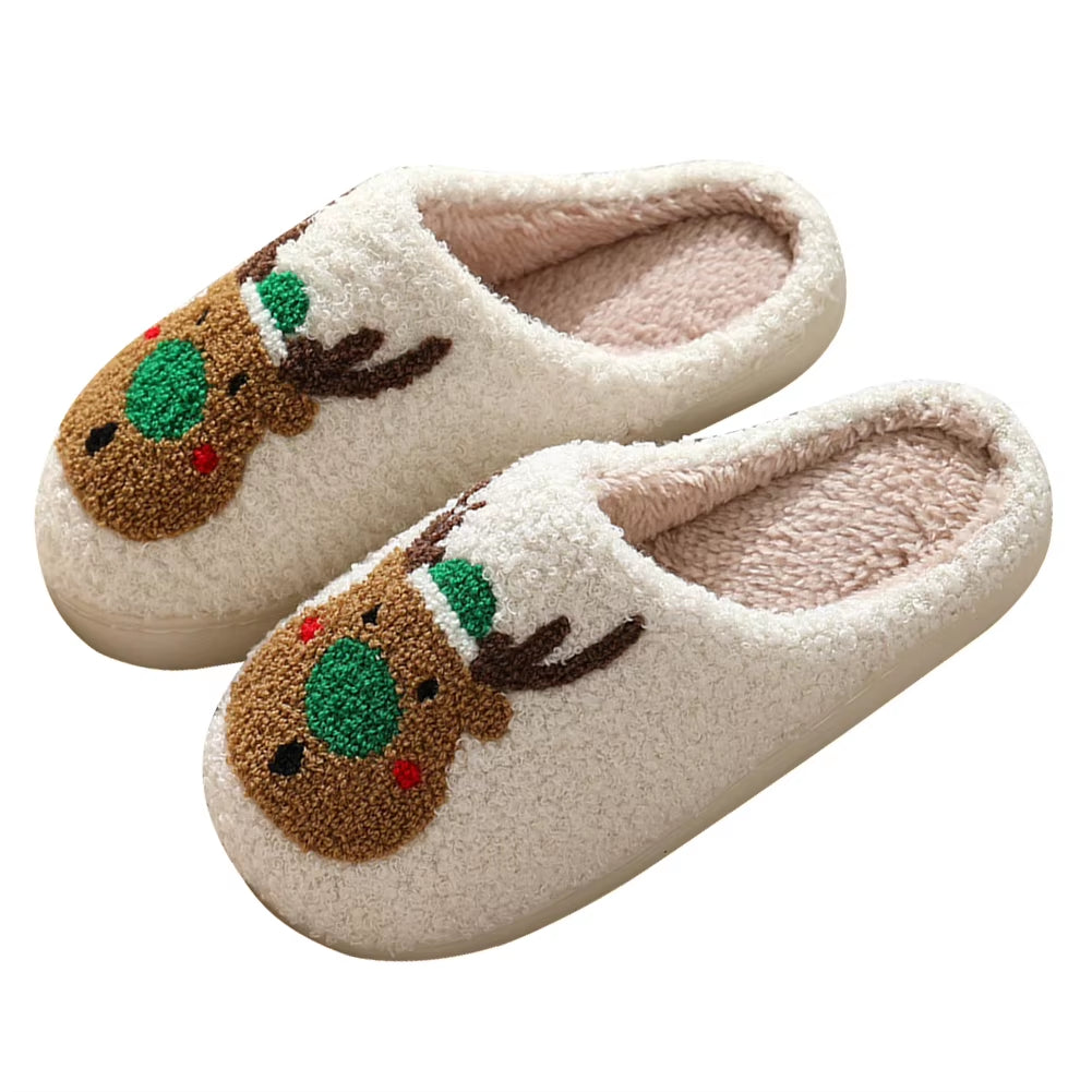 Christmas Deer Slippers Slip On Comfy House Slippers Anti Slip Women Men Bedroom Slipper Plush Warm Slipper For Christmas Gift product photo from The Deer Store
