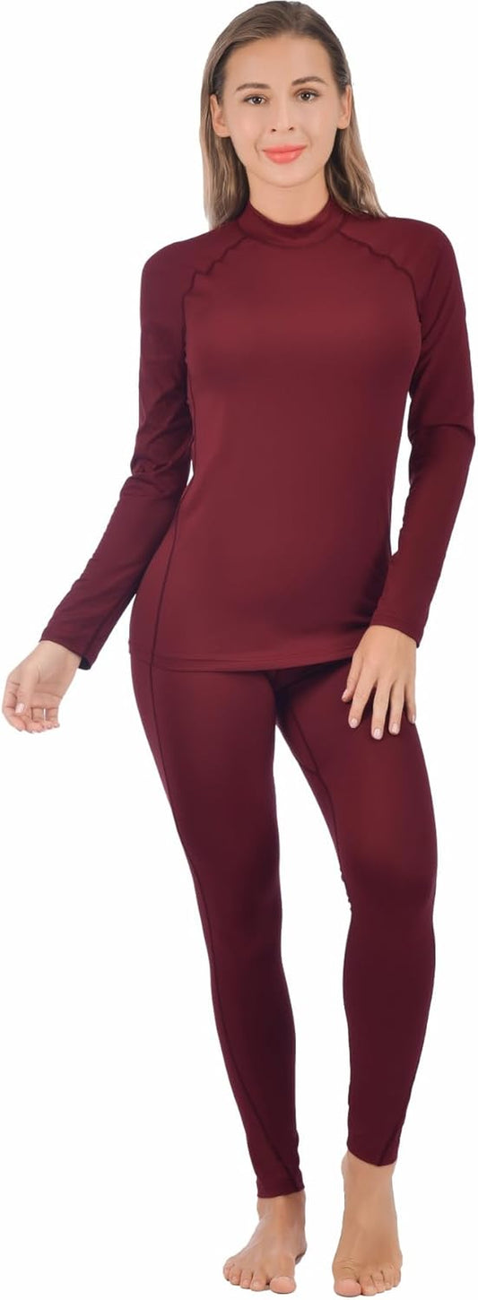 Thermal Underwear for Women Long Johns Ultra-Soft Base Layer Pajama Set Winter Cold Weather Top and Bottom