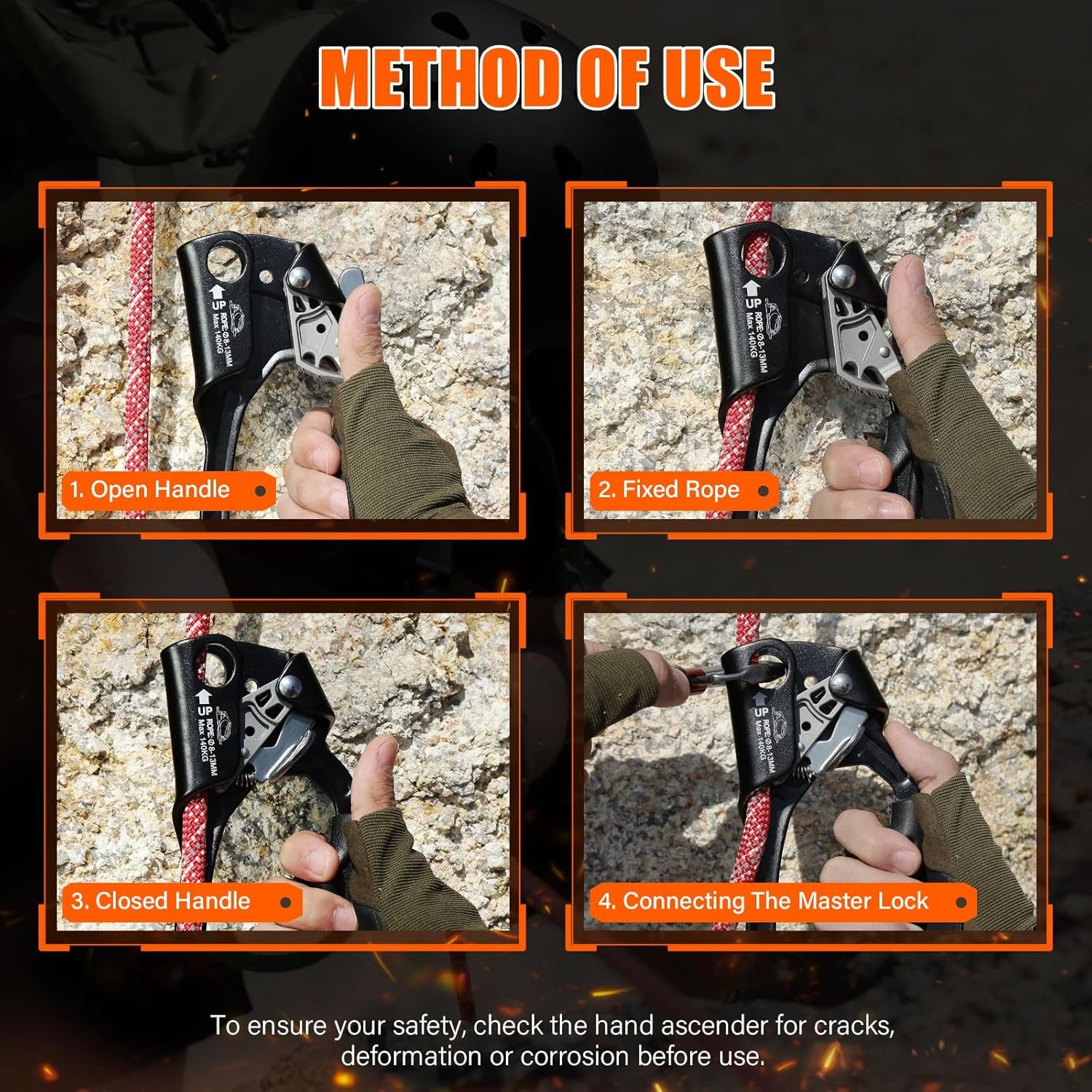 UIAA & CE Certified Rope Ascender Aluminum Alloy Rock Climbing Gear Strong Rigging Rappelling Equipment for Rock Tree Climbing Arborist Rescue Mountaineering Caving