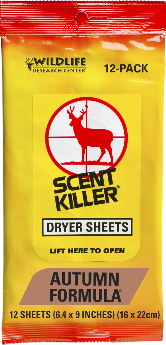 , Scent Killer Autumn Formula Dryer Sheets, 12 Sheets for Hunting