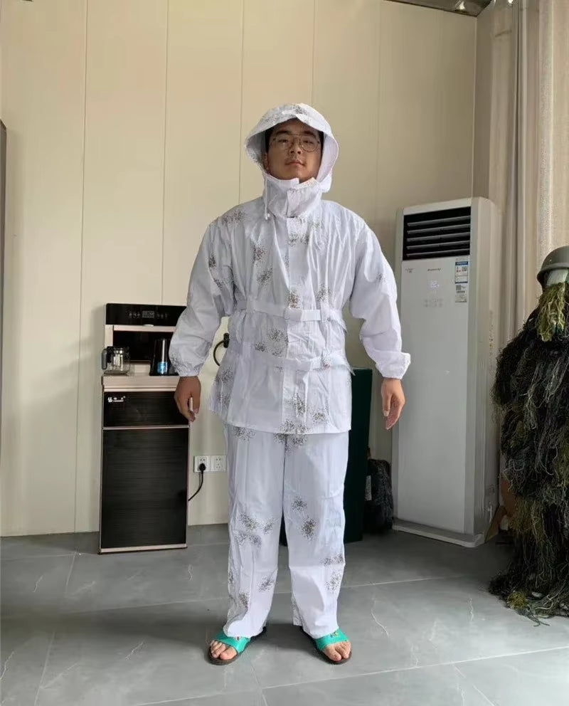 Jacket Style White Snow Camouflage Ghillie Suits Hunting Bionic Color Polyester and Cotton Material Hunting Clothes Ski Suit