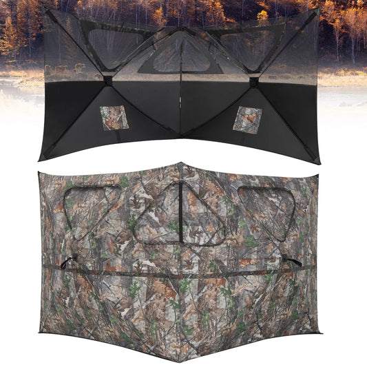 Costway Turkey Hunting Ground Blind 2-Panel Pop up Fence with 3 Shoot through Ports