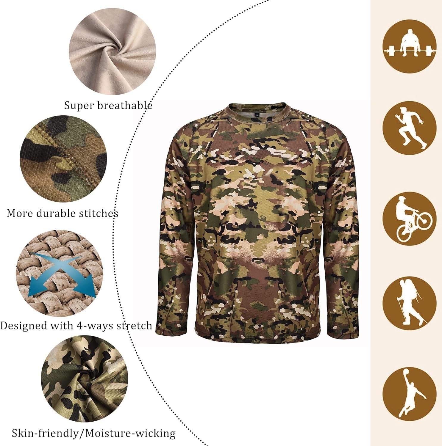 Men Camo T-Shirt,Lightweight Performance Tee