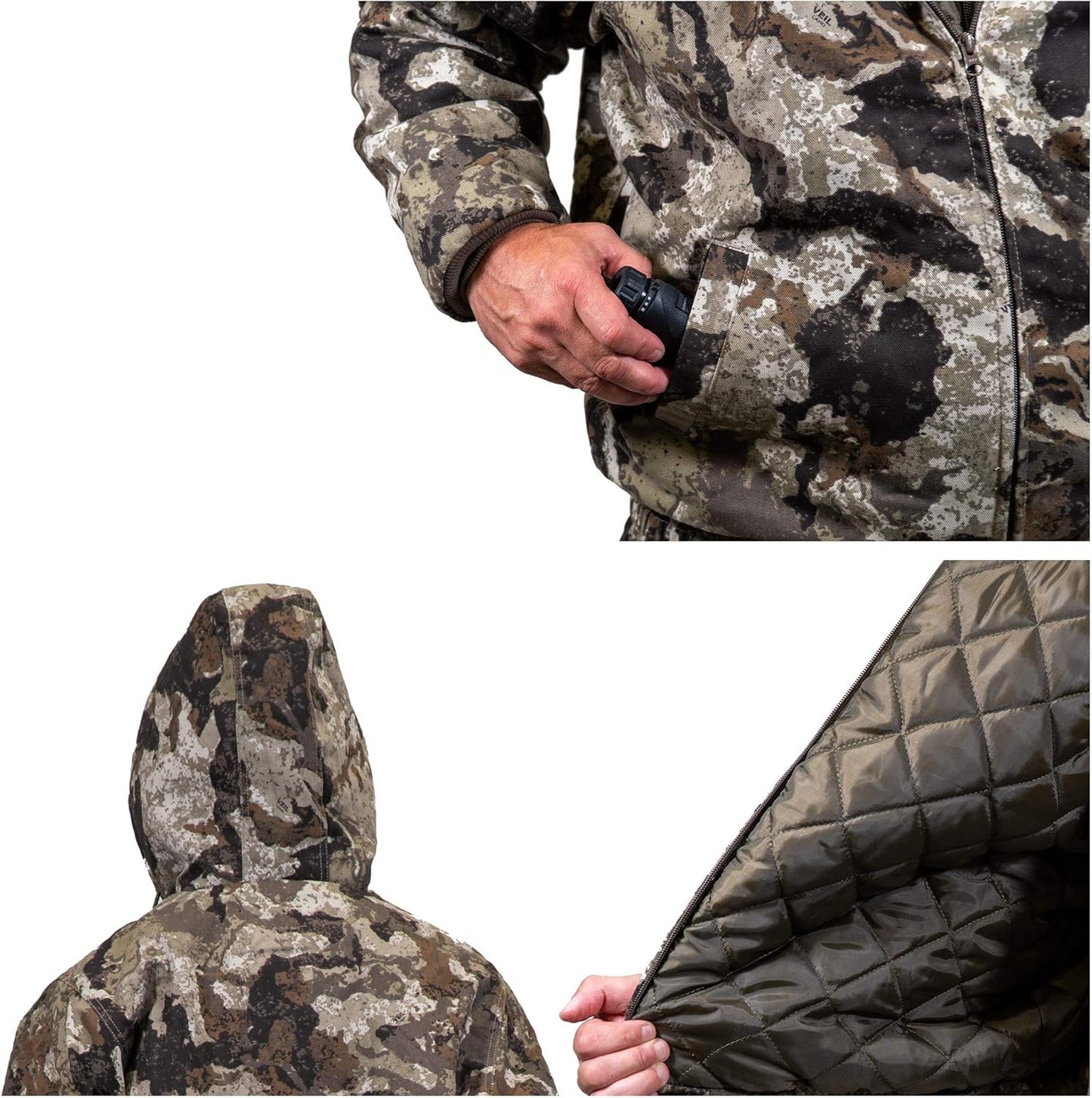 Men’S Insulated Twill Camo Hunting Jacket, Camo with Cotton Shell, for Cold Weather, Bird and Deer Hunting