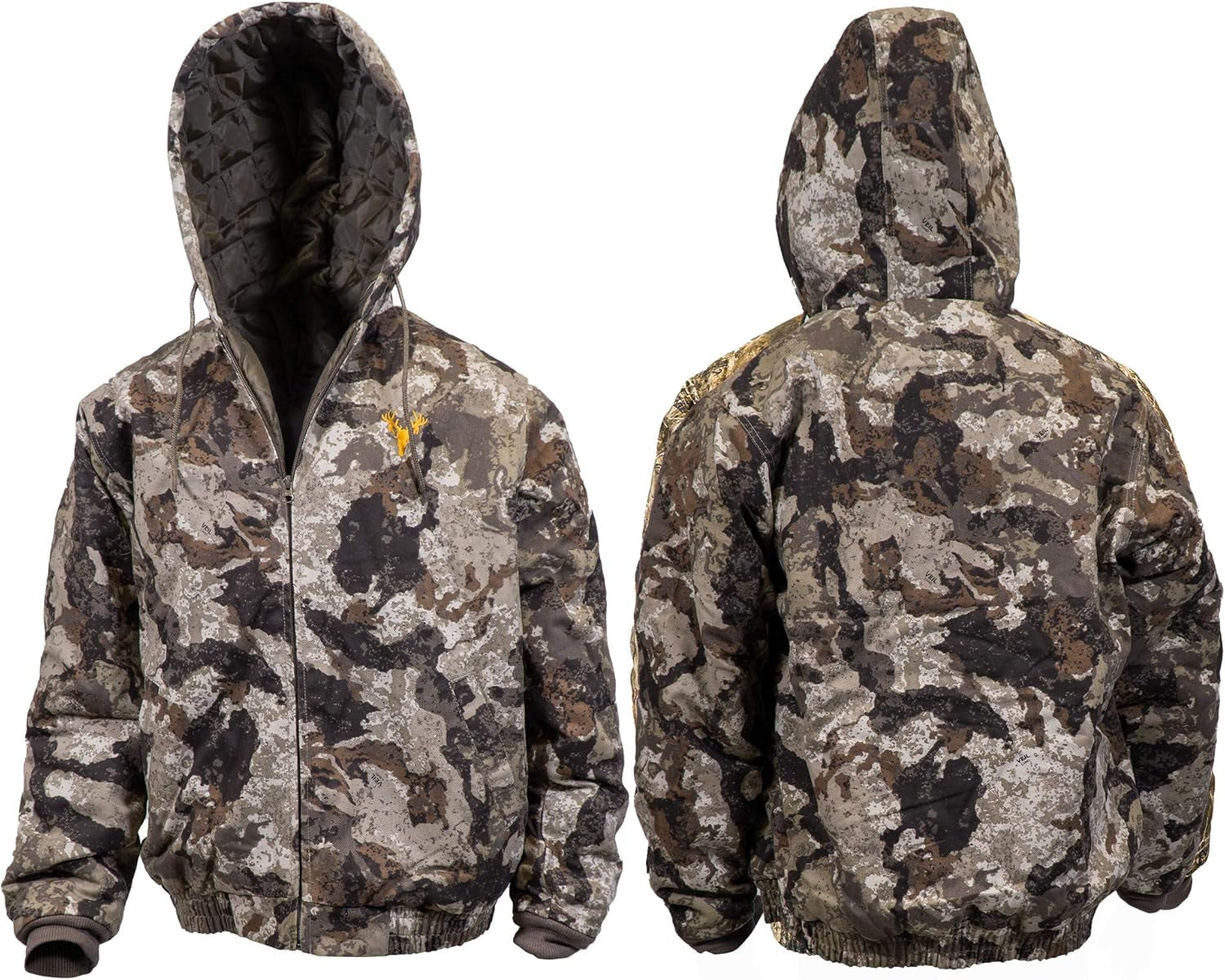 Men’S Insulated Twill Camo Hunting Jacket, Camo with Cotton Shell, for Cold Weather, Bird and Deer Hunting