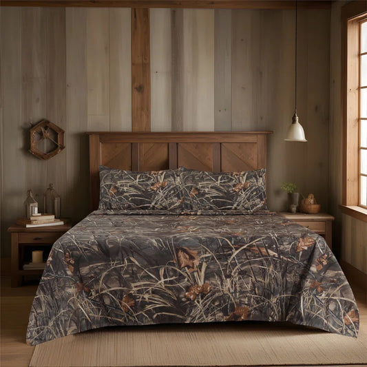 Max 4 Camo Bedding Sheet Set Polycotton Rustic Farmhouse Bedding for Lodge, Cabin & Hunting Bed Set – Perfect for Camouflage Themed Bedroom