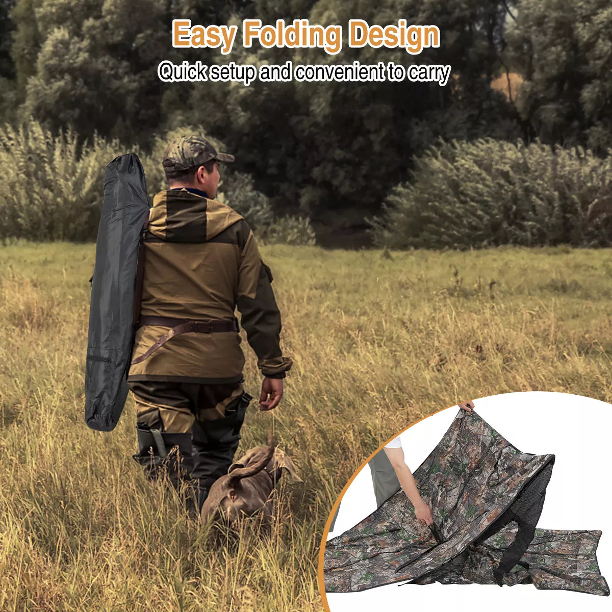 Costway Turkey Hunting Ground Blind 2-Panel Pop up Fence with 3 Shoot through Ports