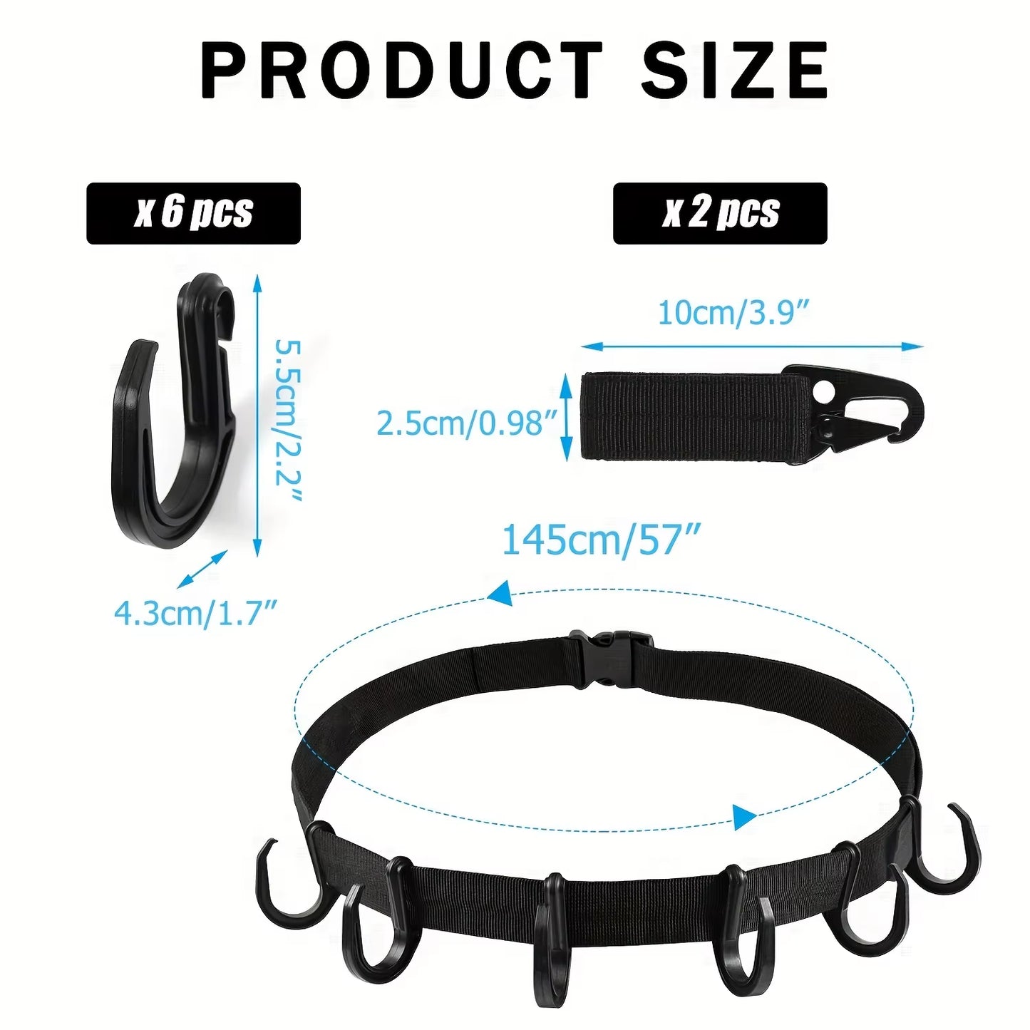 Treestand Strap Gear Hangers with Large Hooks, Lightweight Multi-Hook Accessory Holder Huntting Camping Hiking Tree Stand