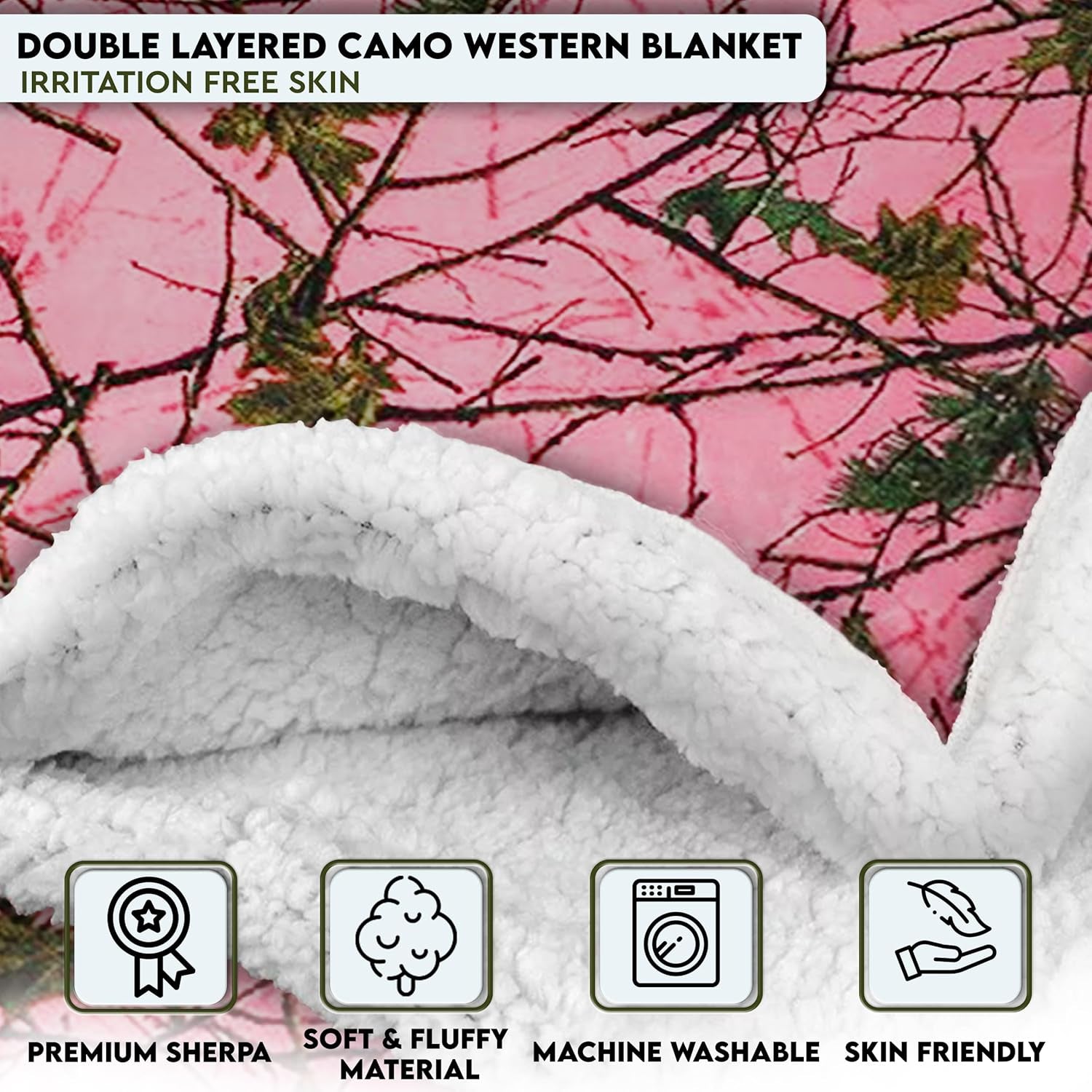 Soft Touch Reversible Camo Throw Blanket - 50" X 60" - Pink Camo