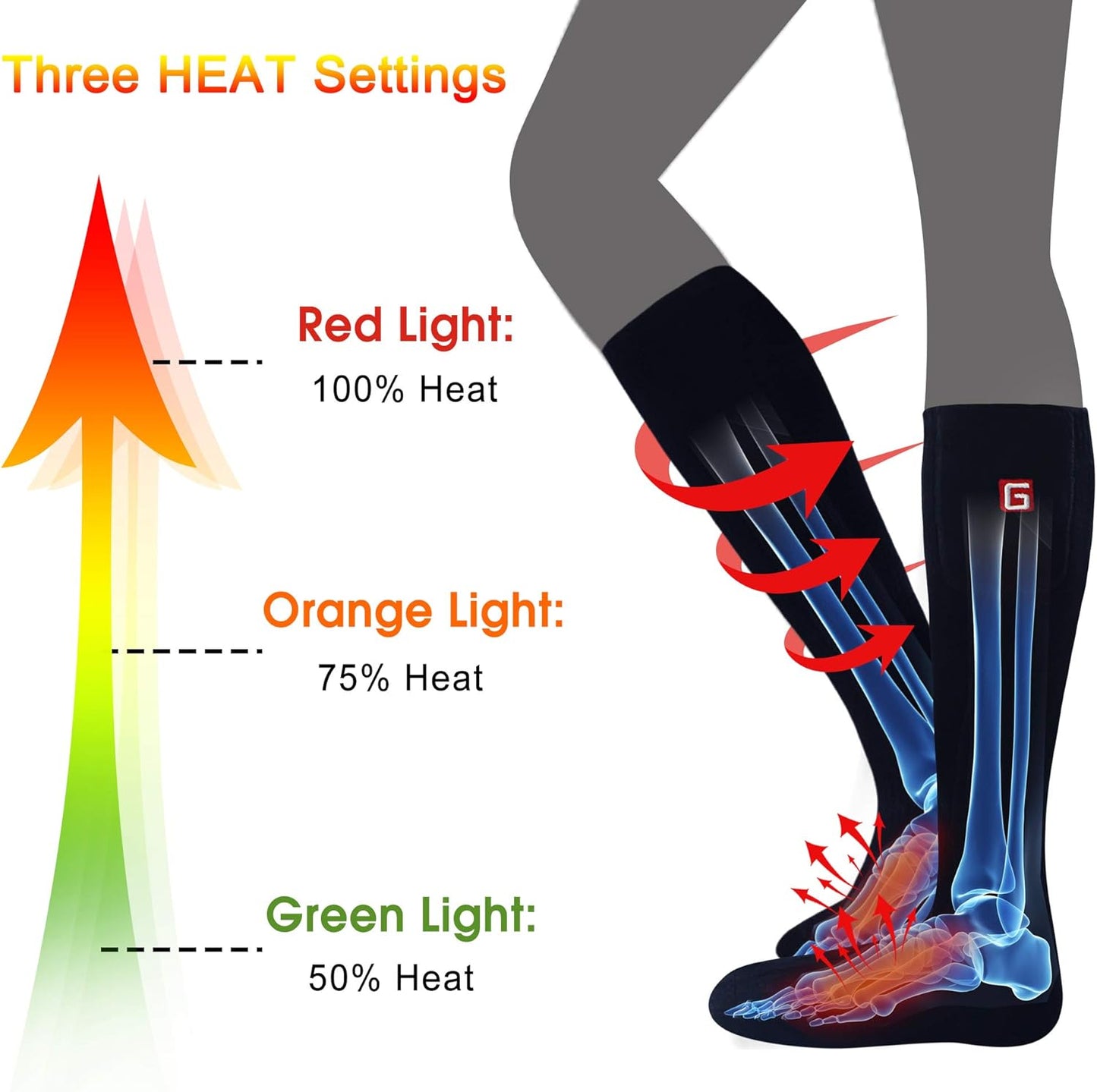 Heated Socks for Men Rechargeable Electric Battery Heated Stockings,Male Winter Warm Battery Powered Heat Insulated Sox,Novelty Climb Hike Thermal Socks Hunt Ski Cycle Foot Warmer,Size L