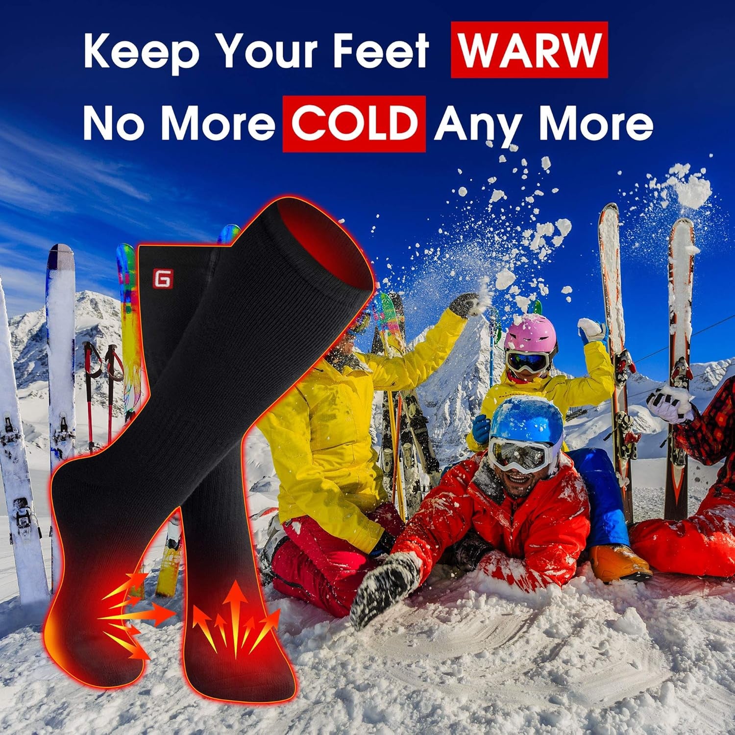 Heated Socks for Men Rechargeable Electric Battery Heated Stockings,Male Winter Warm Battery Powered Heat Insulated Sox,Novelty Climb Hike Thermal Socks Hunt Ski Cycle Foot Warmer,Size L