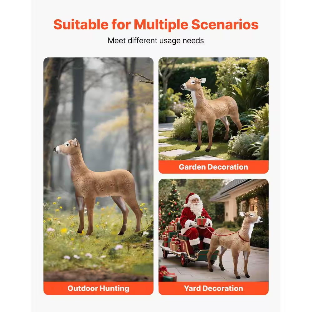 Realistic Durable HDPE Deer Decoy for Hunting, Foldable Legs, Easy to Carry, Garden Yard Decoration, 1-Pack